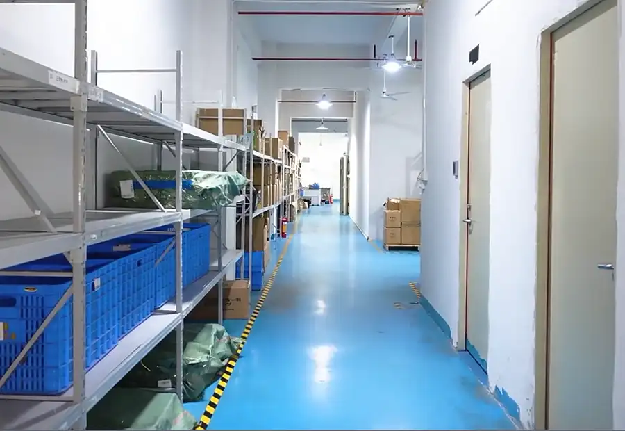Organized warehouse and product storage area